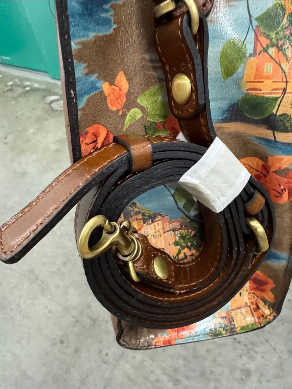 Patricia Nash Brown Floral Coastal Print Satchel